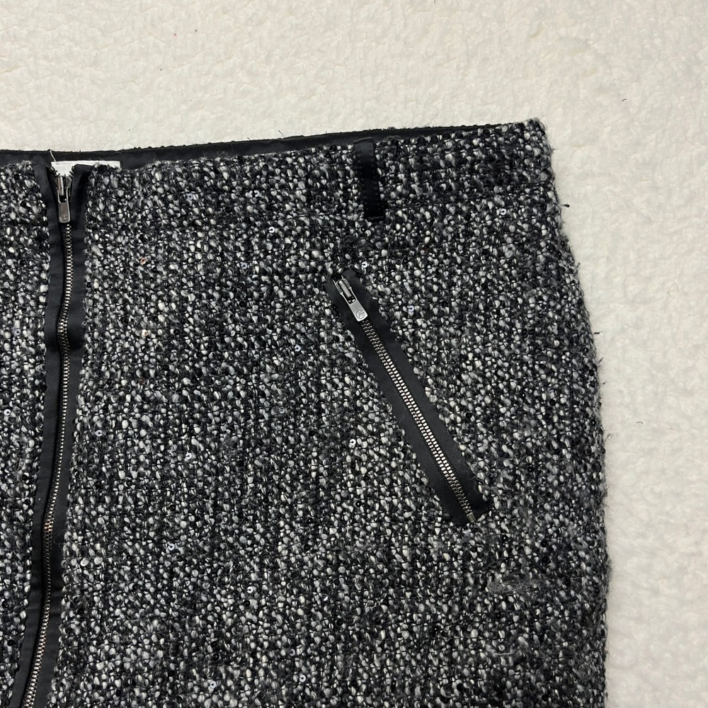 Armani Collezioni Black White Sequin Boucle Tweed Zipper Pencil Skirt US 14